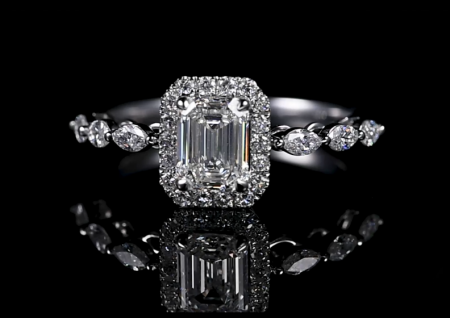 Laboratory cultivation of emerald shaped diamond rings, price consultation with customer service